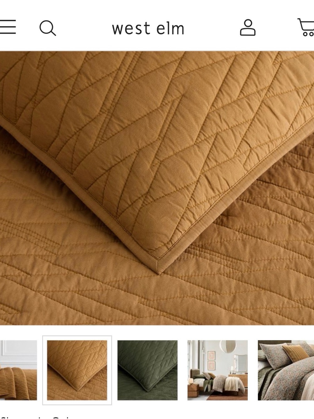 NWOT West Elm King Quilt/no shams in Ochre